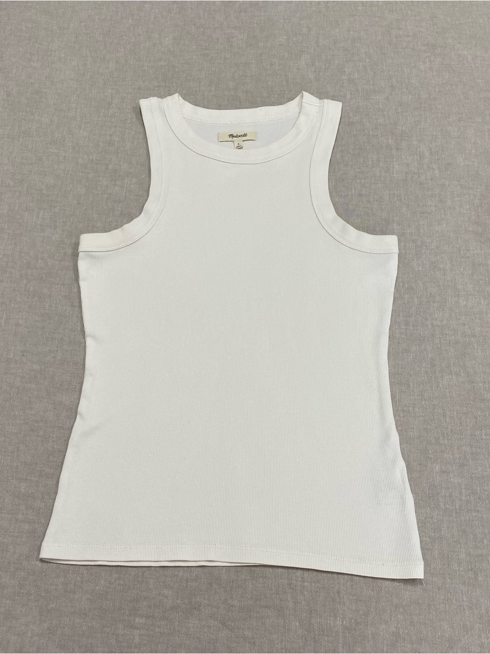 Madewell Ivory Ribbed Wide Strap Sleeveless Lightweight Tank Top Sz S Classic